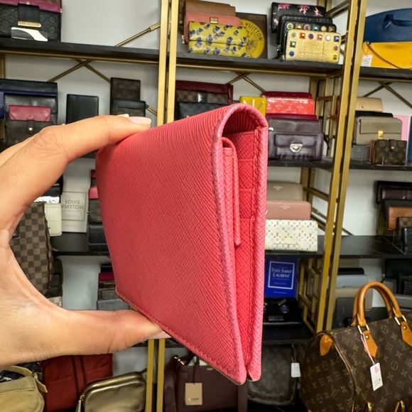 11792 Prada Saffiano Metal Compact Wallet Peonia - Picture 4 of 7